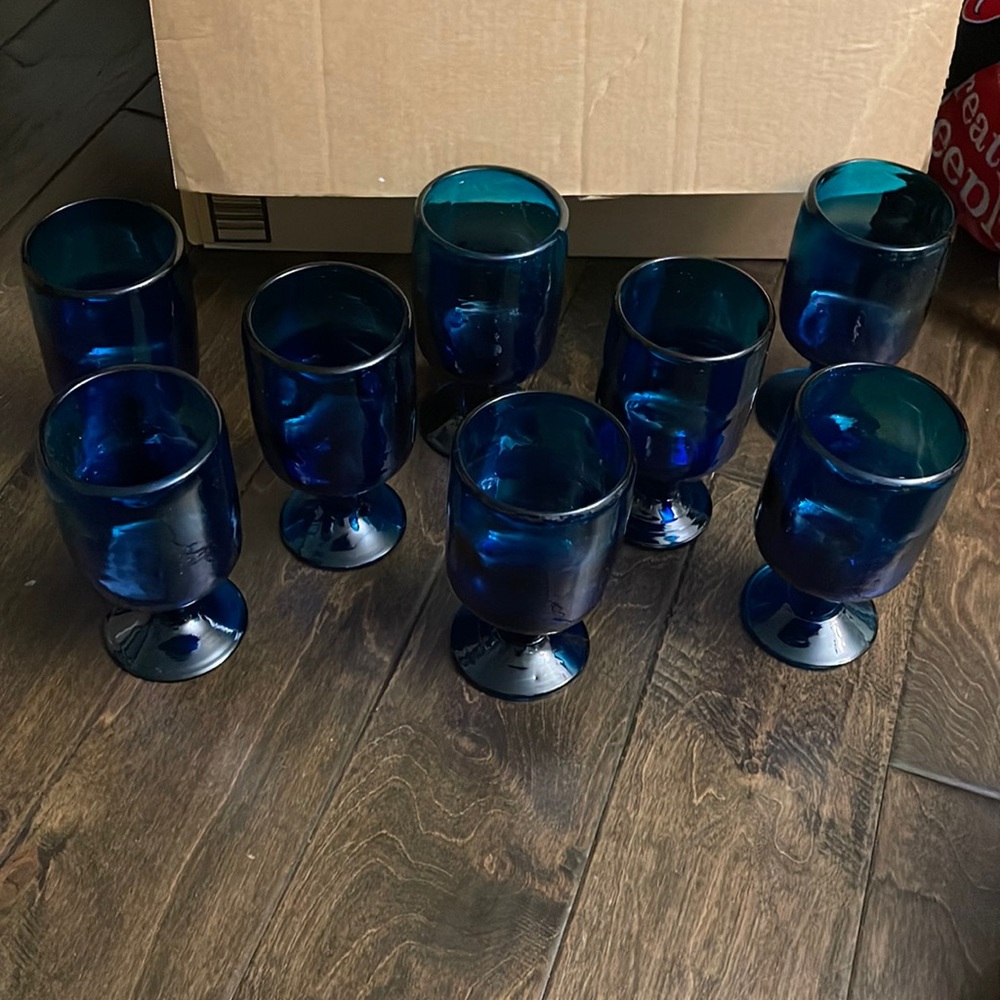 8 Blue Goblets